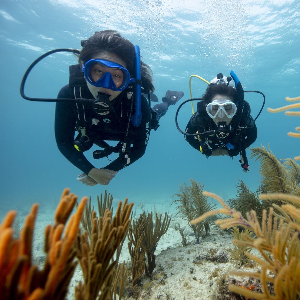 Scuba student practicing skills in a controlled pool environment