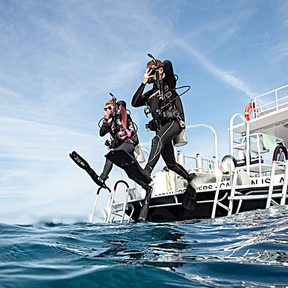 New diver smiling after a successful training session