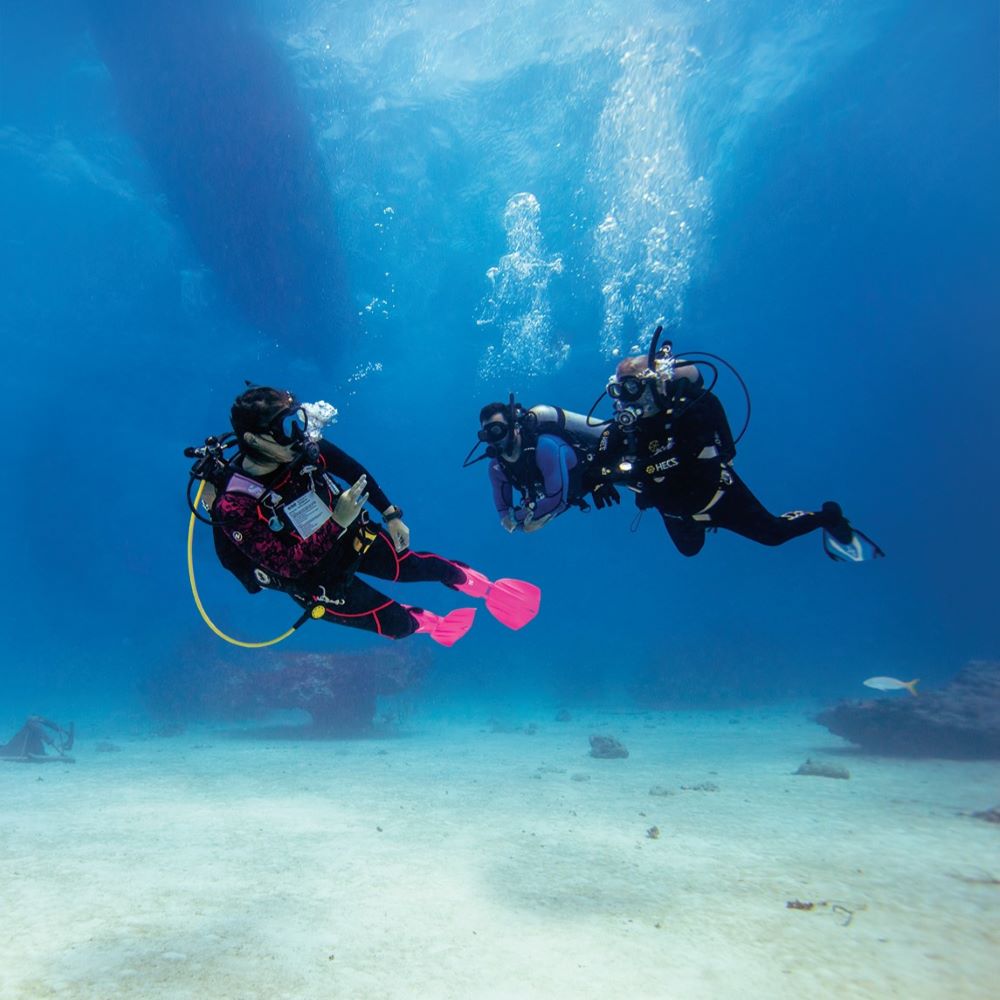 Beginner diver smiling after training session